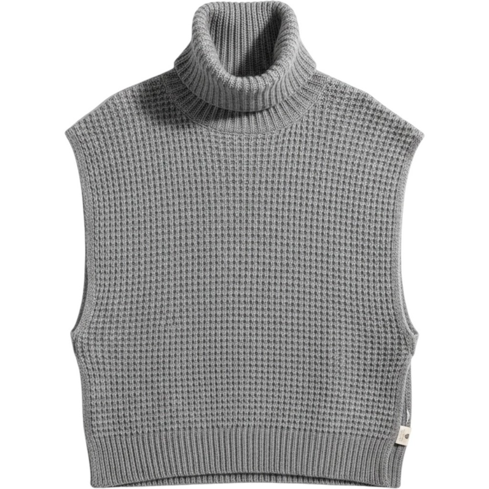 Madewell Turtleneck Waffle Knit Sweater Vest Womens L Gray Open Side Layering